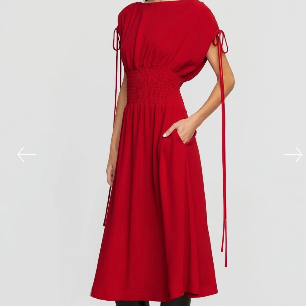 Modern Citizen Scarlet Midi Dress with Cinched Waist